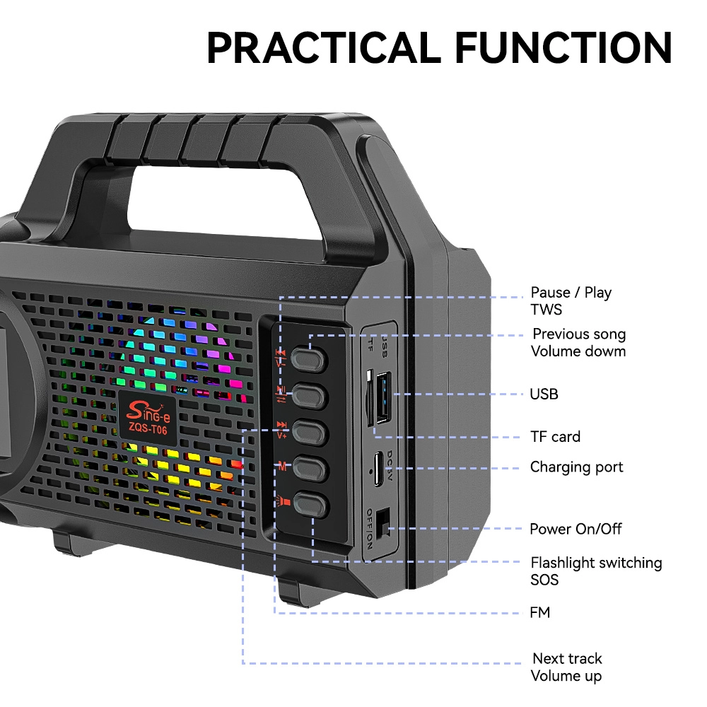 Boxa Bluetooth cu panou solar, lanterna, 5 W