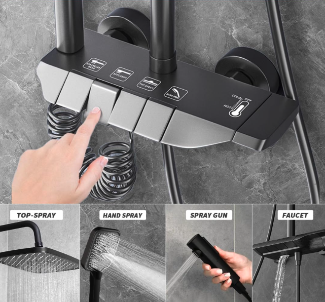 Coloana de dus cu termostat, 4 functii