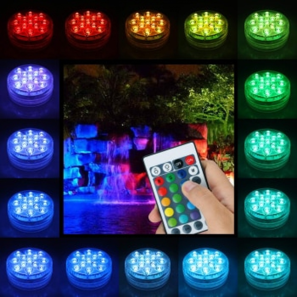 Set 4 lampi LED RGB, cu telecomanda, Waterproof