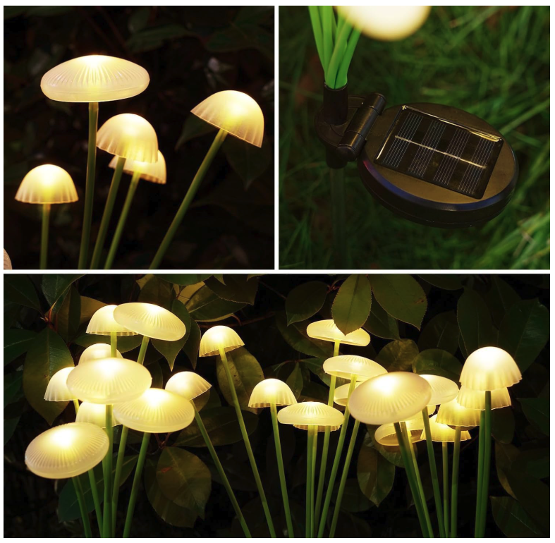 Set 4 x lampa solara 6 LED Jellyfish, Alb cald