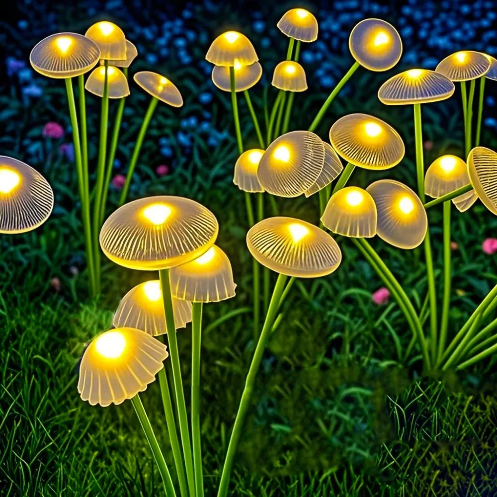 Set 4 x lampa solara 6 LED Jellyfish, Alb cald