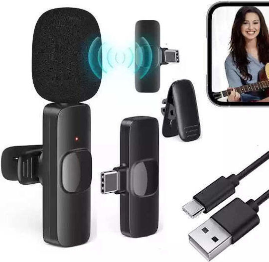 Microfon Bluetooth K8 tip lavaliera, conector USB tip C