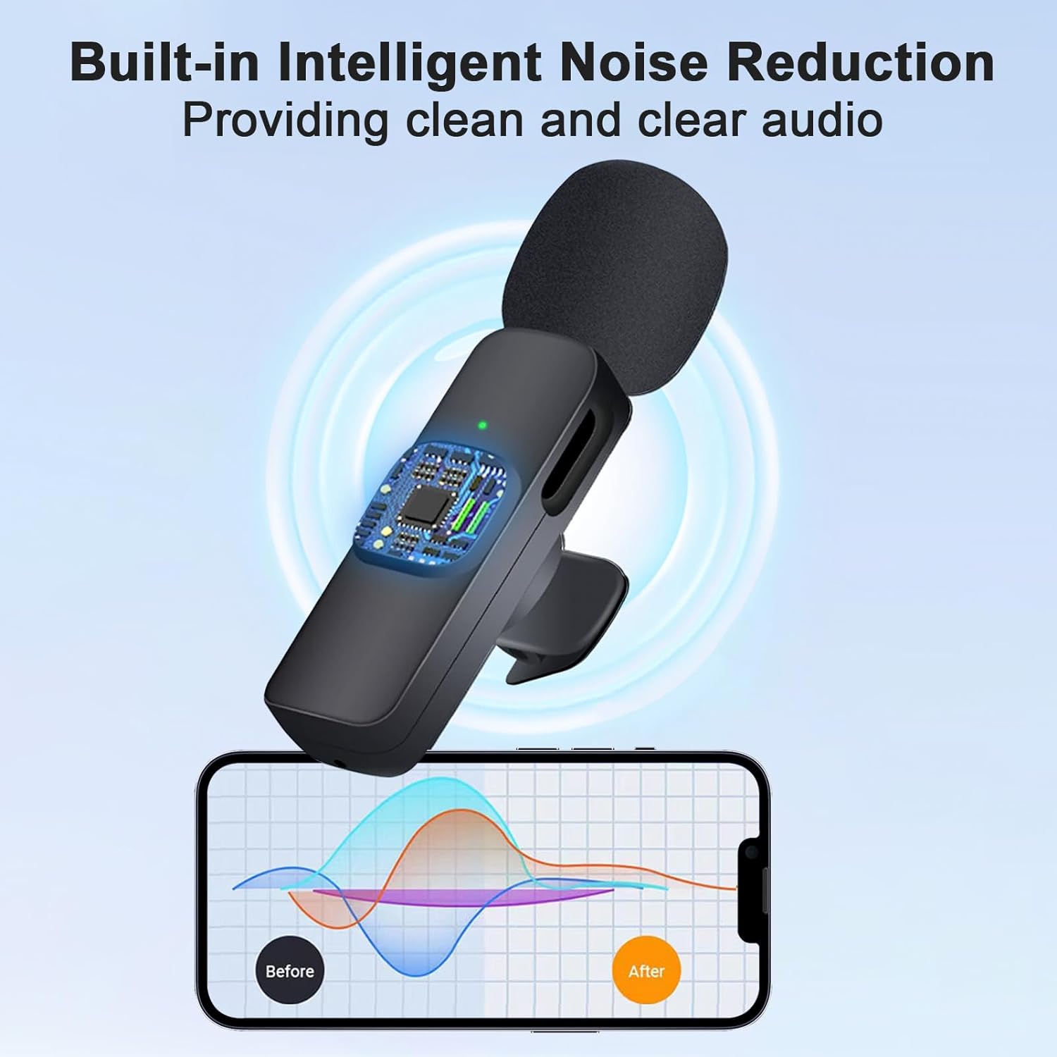 Microfon Bluetooth K8 tip lavaliera, conector USB tip C
