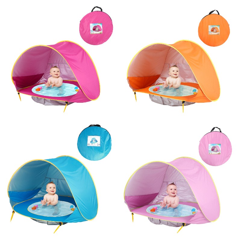Cort de plaja cu piscina pentru bebelusi, protectie UV - albastru