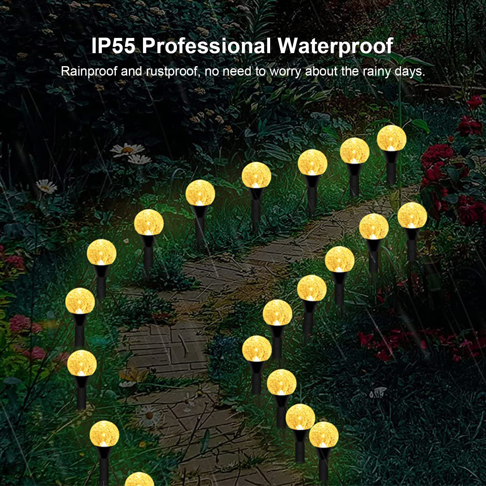 Lampa solara gradina 20 bulbi LED, Waterproof, Alb Cald
