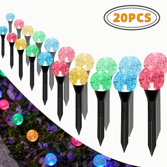 Lampa solara gradina cu 20 bulbi LED, Waterproof, Multicolor