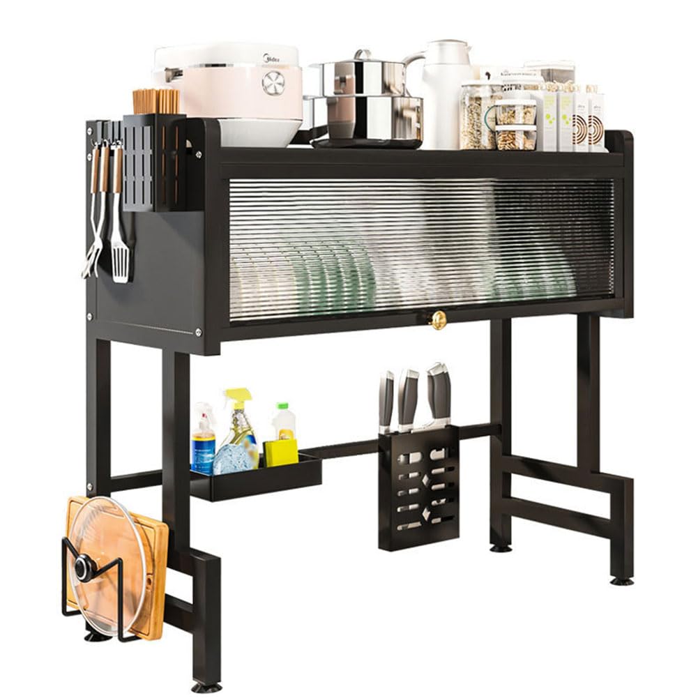 Raft scurgator vase si tacamuri, 85 cm, Negru
