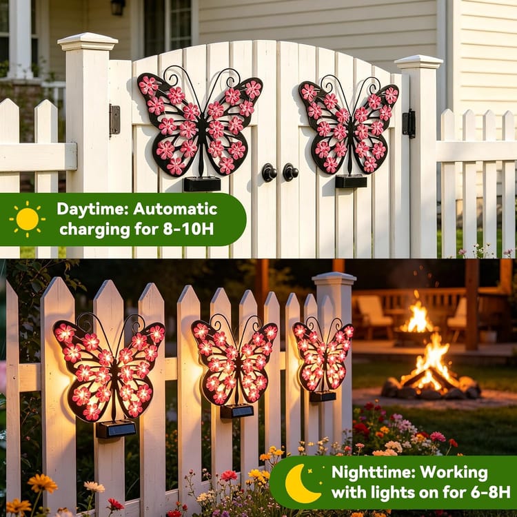 Lampa solara Butterfly, decoratiune metalica