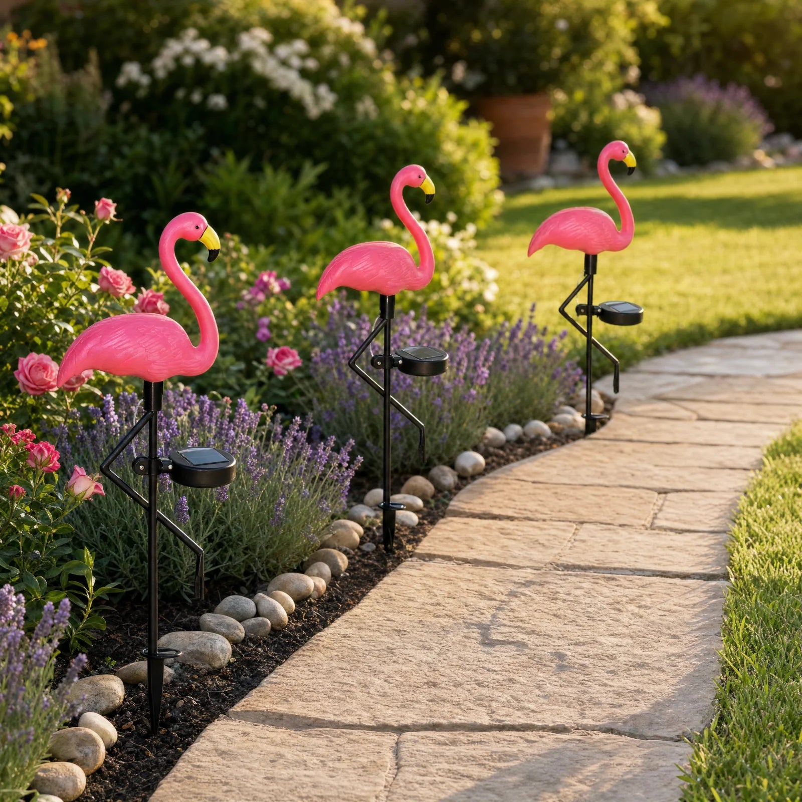 Set 3 x Lampa solara pentru gradina, Flamingo IP 44