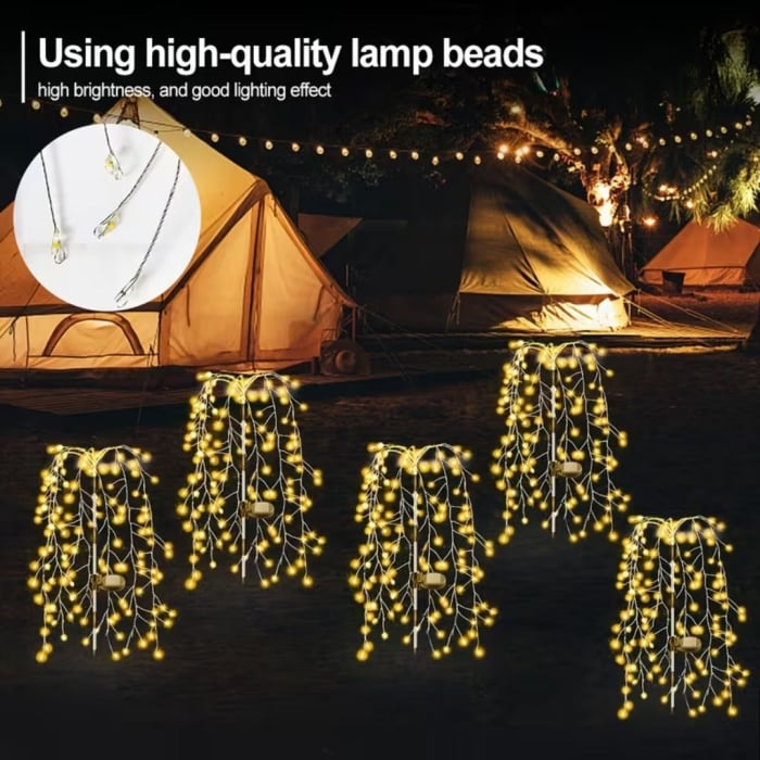 Set 2 x lampa solara tip salcie, 120 LED, Alb cald