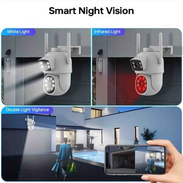 Set 2 x Camera Video Dual Lens 6MP, 42 LED, Vedere 360°, Wi-Fi, Card 32GB