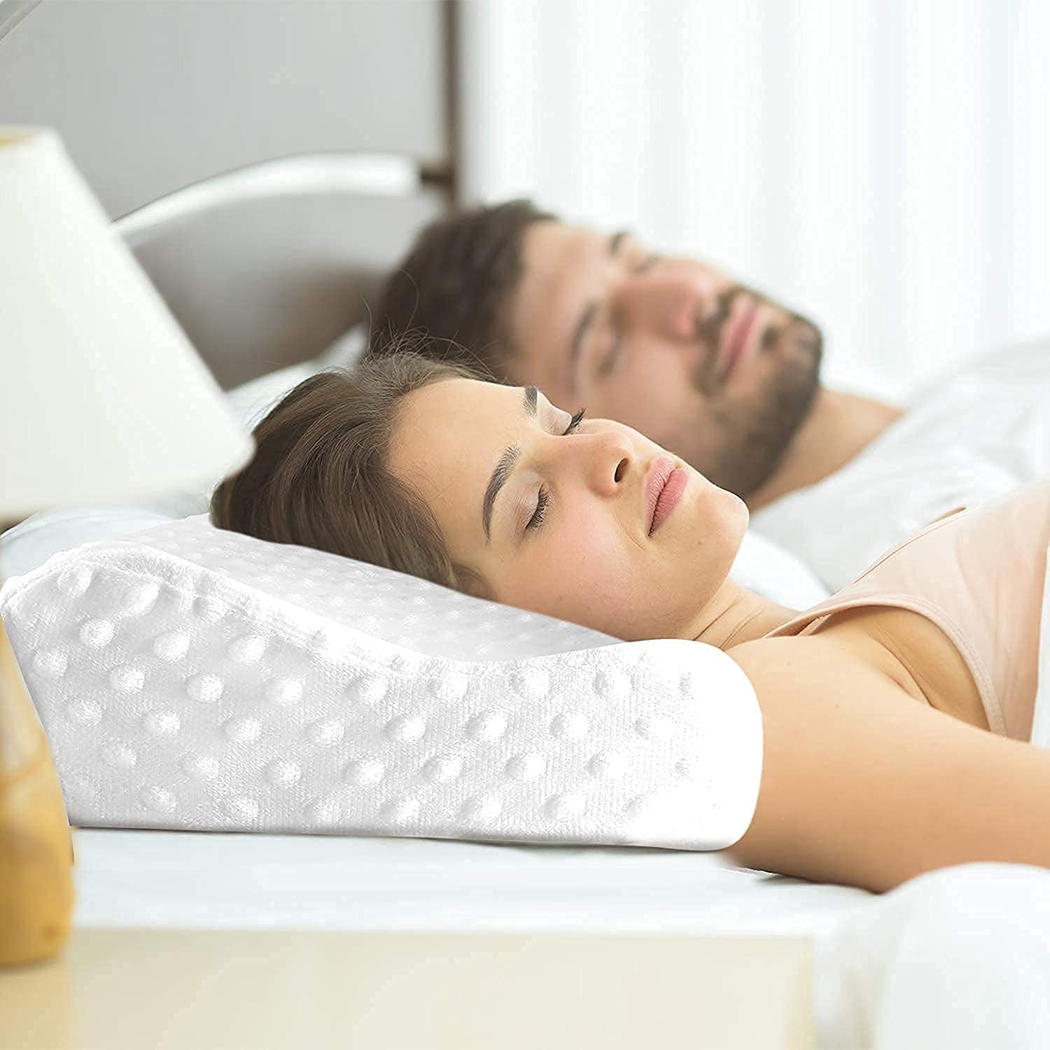 Perna cervicala ergonomica, invelis din bumbac