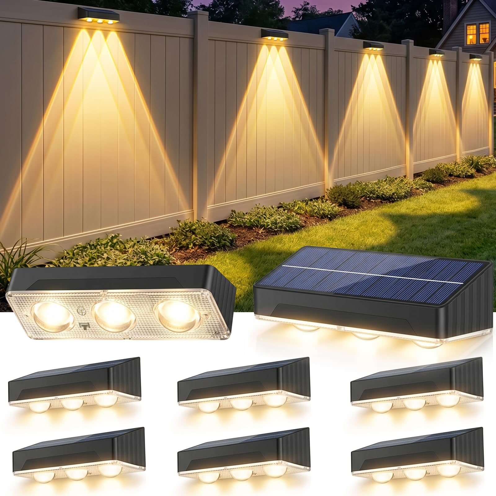 Set 2 x lampa solara de perete, Alb cald