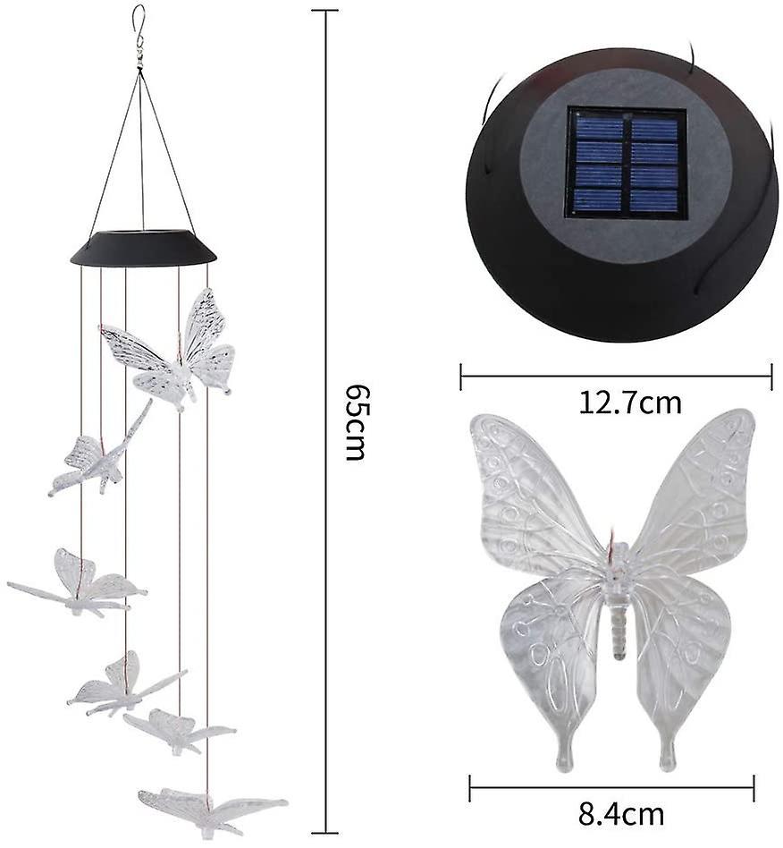 Decoratiune solara cu joc de lumini, 6 fluturi LED