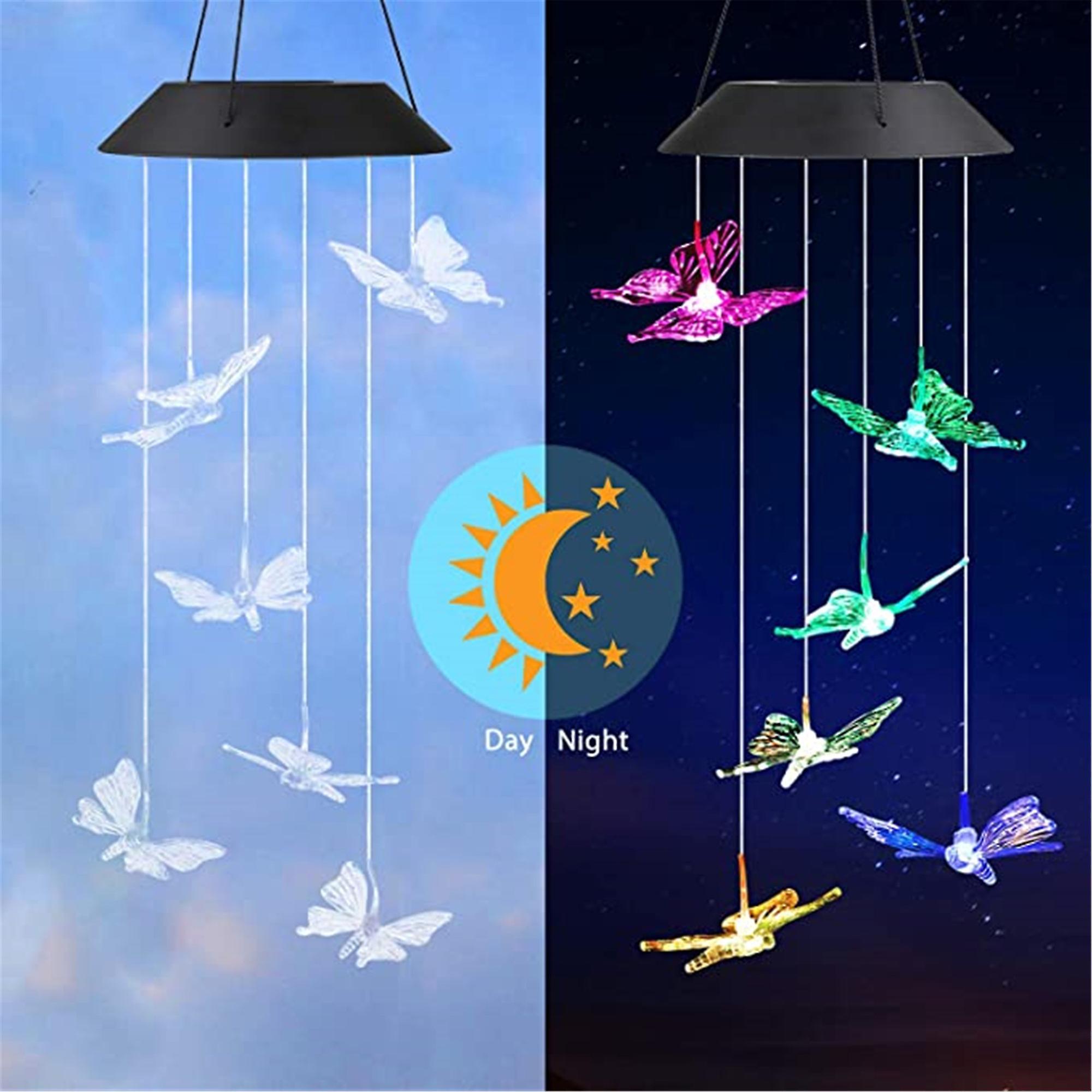 Decoratiune solara cu joc de lumini, 6 fluturi LED