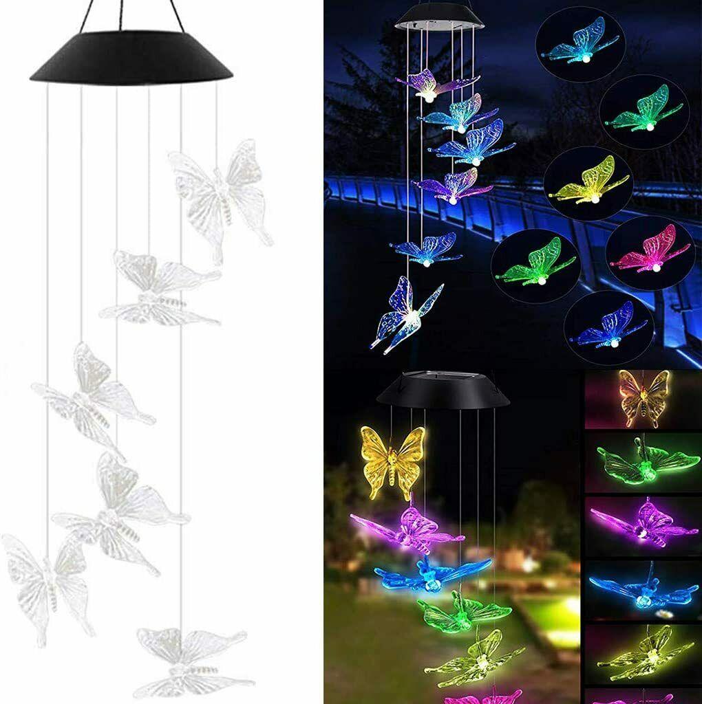 Decoratiune solara cu joc de lumini, 6 fluturi LED