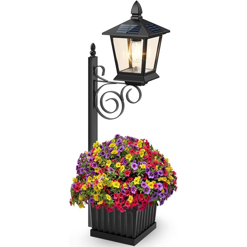 Lampa solara cu ghiveci integrat, LED alb cald