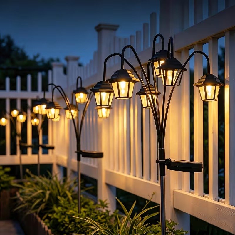 Set 2 x Lampa solara 6 felinare, IP44, LED Alb cald