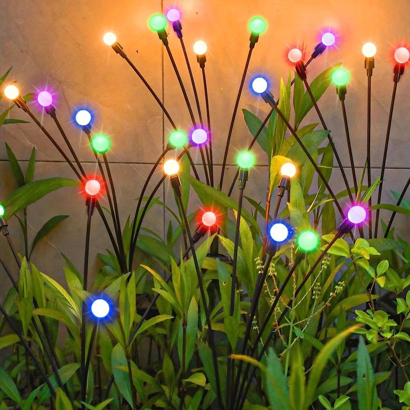 Set 4 x Lampa solara LED Multicolor, 8 bulbi licurici