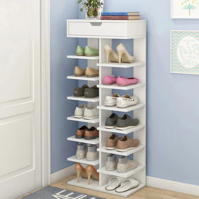 Pantofar cu 7 rafturi, 40 x 22 x 111 cm, Alb