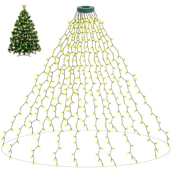 Instalatie brad Craciun 400 LED cu inel, 2 M x 16 coloane, Alb cald