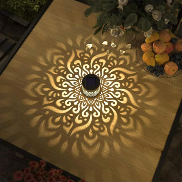 Set 4 x Lampa solara Mandala Alb cald