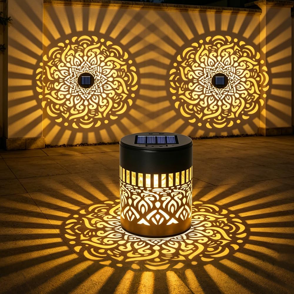 Set 4 x Lampa solara Mandala Alb cald