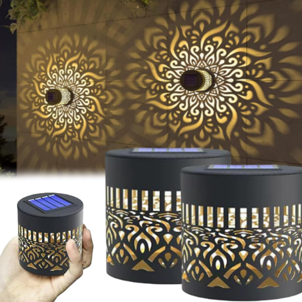 Set 4 x Lampa solara Mandala Alb cald