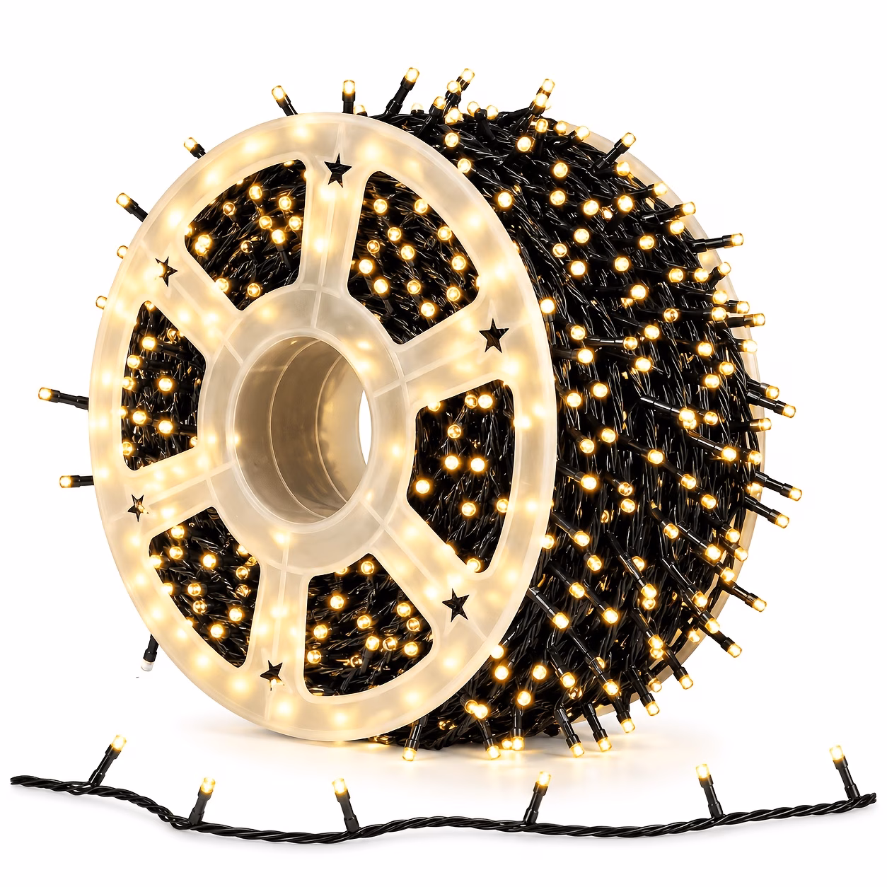 Instalatie rola 50 metri, 300 LED, Alb cald