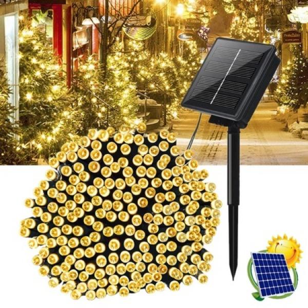 Instalatie solara 300 LED, 30 metri, Alb cald