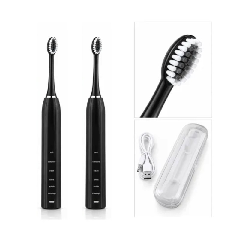 Set 2 x Periuta electrica dentara, 6 moduri de periaj, reincarcabila USB