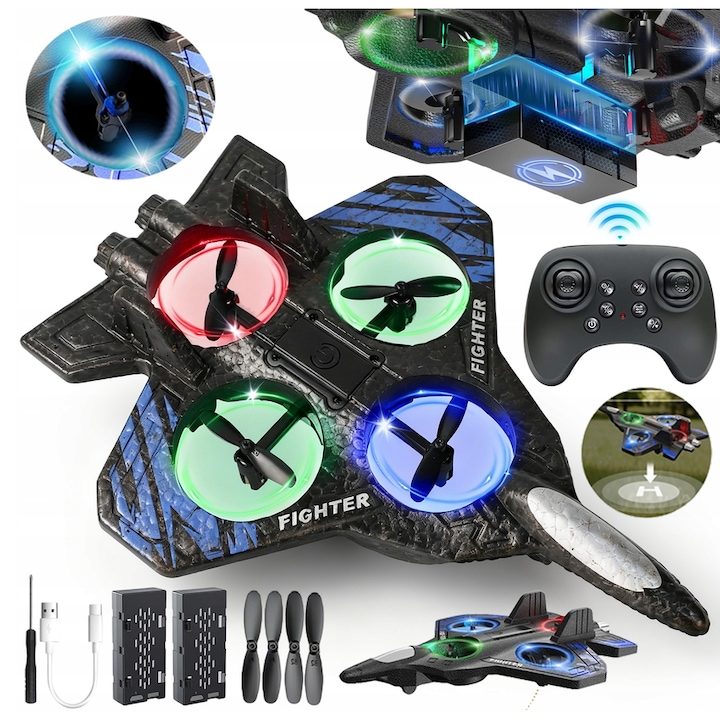 Avion cu telecomanda, 3 trepte de viteza, Rotire 360 grade