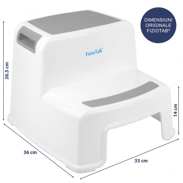 Scaunel inaltator WC pentru copii, FizioTab®Kids Two Step Stoll Alb/Gri