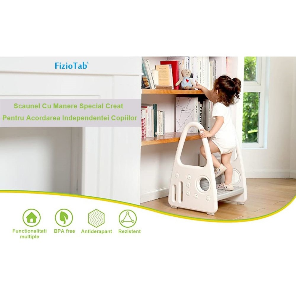 Inaltator cu manere pentru copii, suprafata antialunecare, Alb/Gri