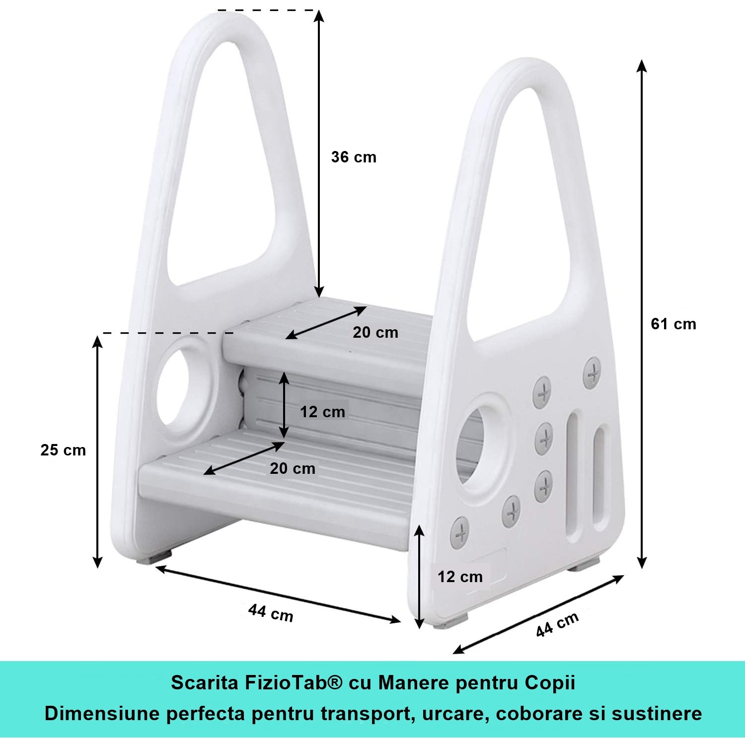 Inaltator cu manere pentru copii, suprafata antialunecare, Alb/Gri