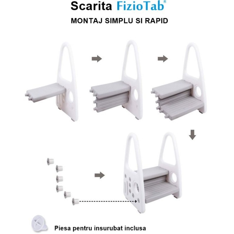 Inaltator cu manere pentru copii, suprafata antialunecare, Alb/Gri