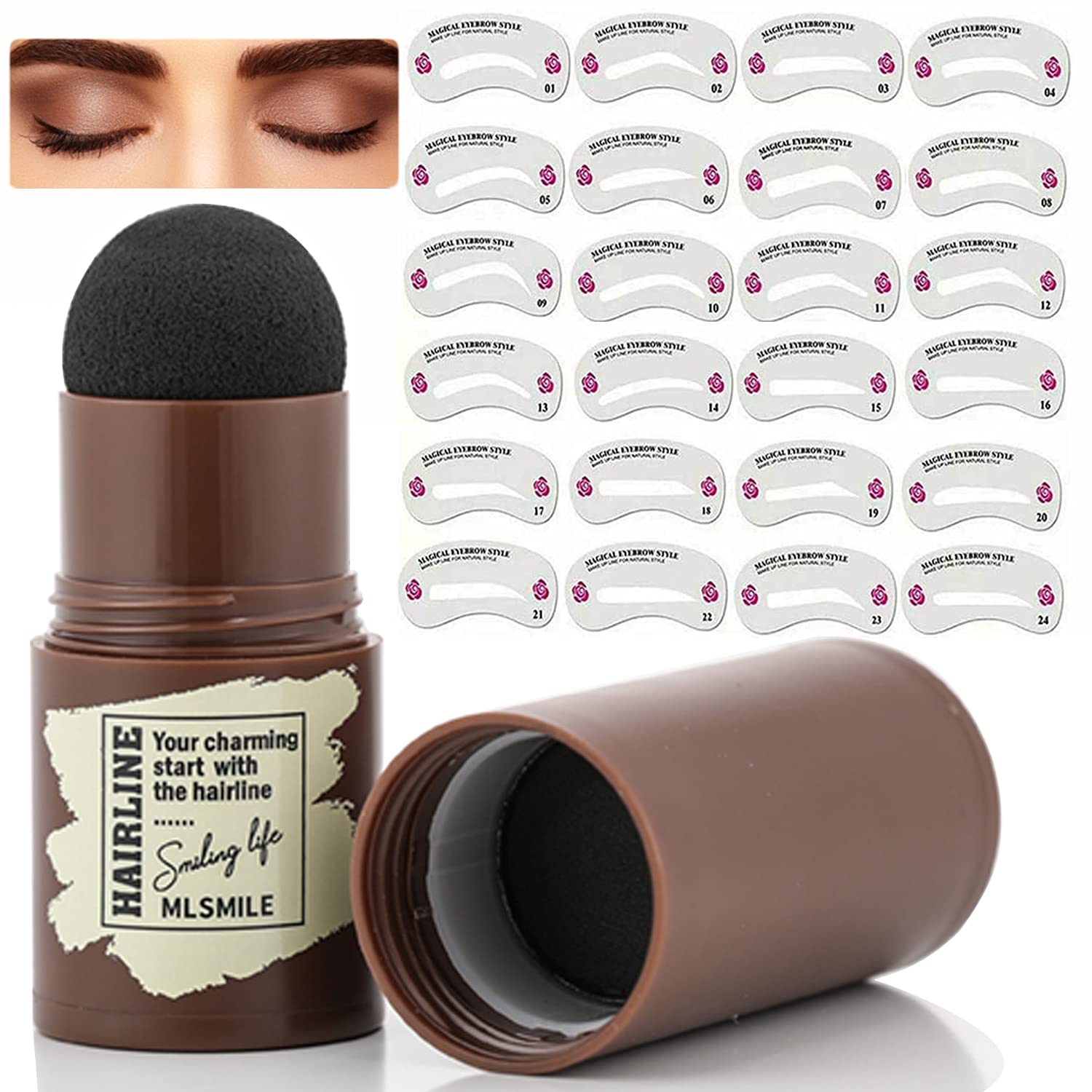 Kit sprancene: pudra si pensula, 10 sabloane