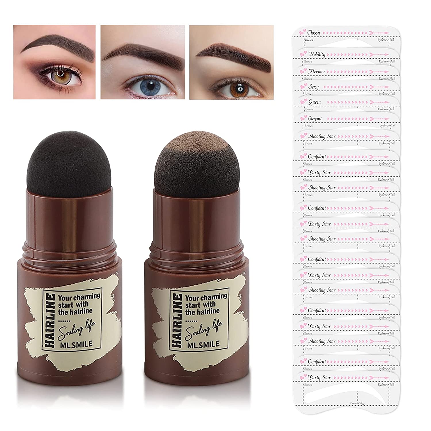 Kit sprancene: pudra si pensula, 10 sabloane