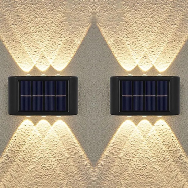 Set 2 x lampa solara de perete 6 LED, lumina bidirectionala