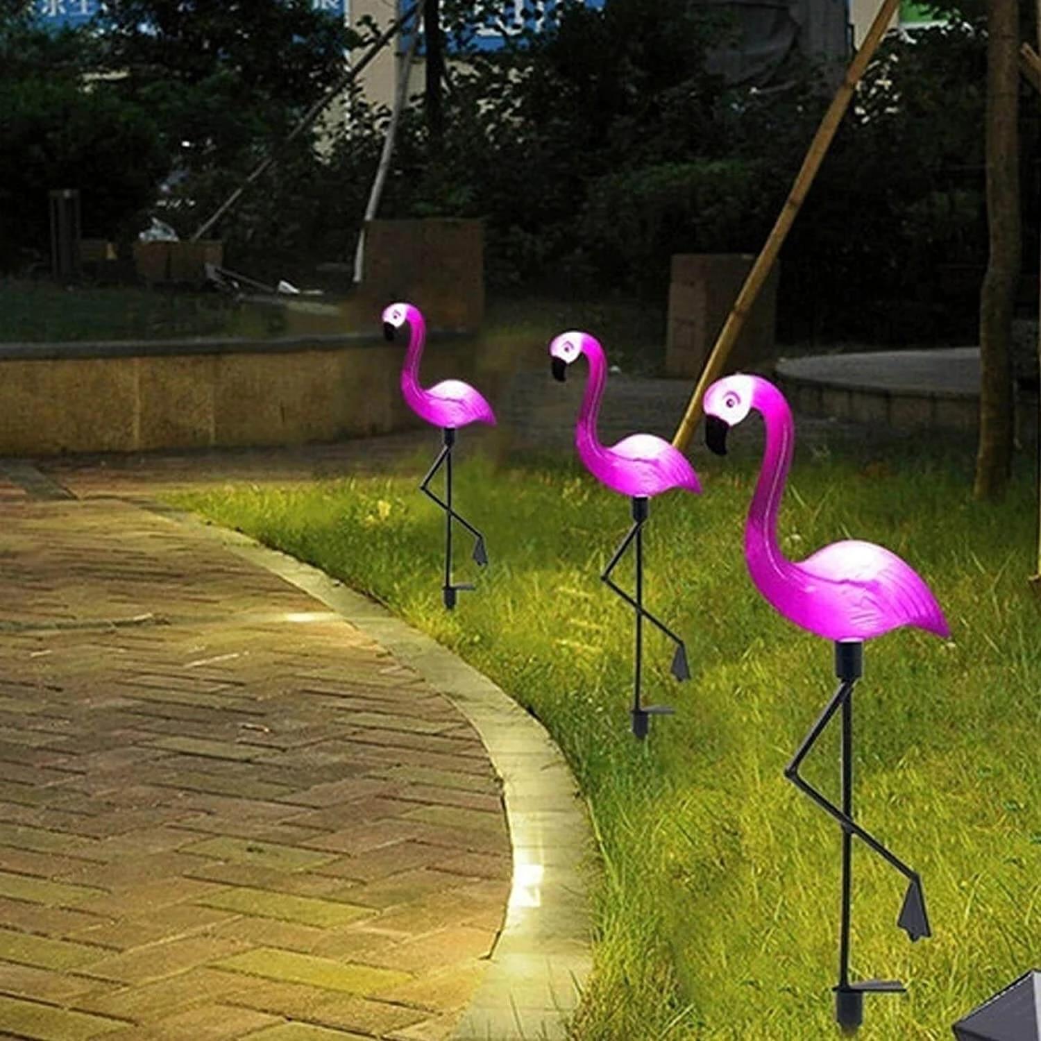 Set 3 x Lampa solara Flamingo 52 cm