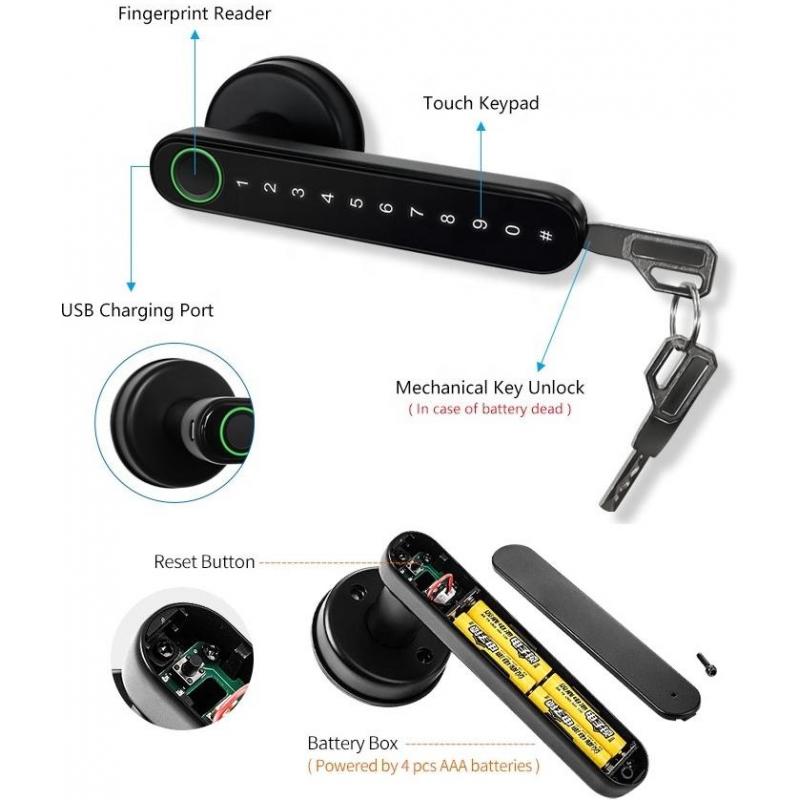 Yala incuietoare Smart, Cititor amprenta, Wi-Fi, Model universal