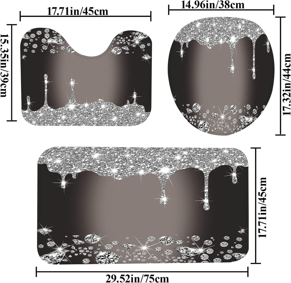 Set pentru baie: perdea, covorase si husa de toaleta, Diamonds