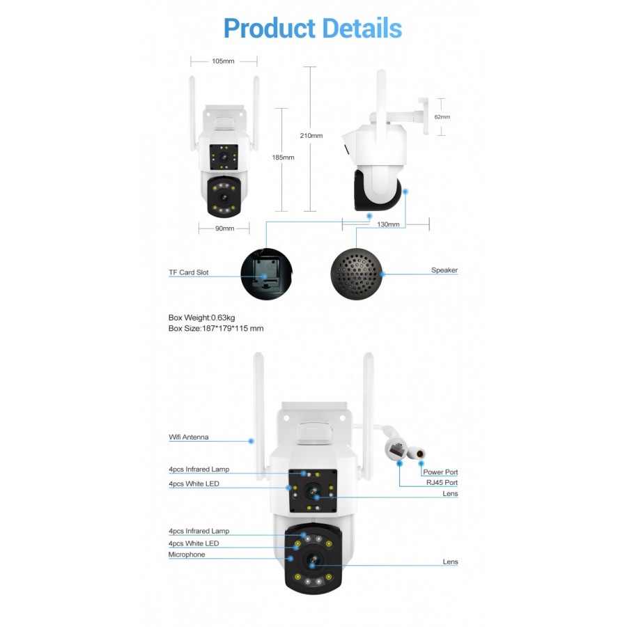 Camera Wi-Fi Smart Rotativa, Transmitere Live, sunet biredirectional