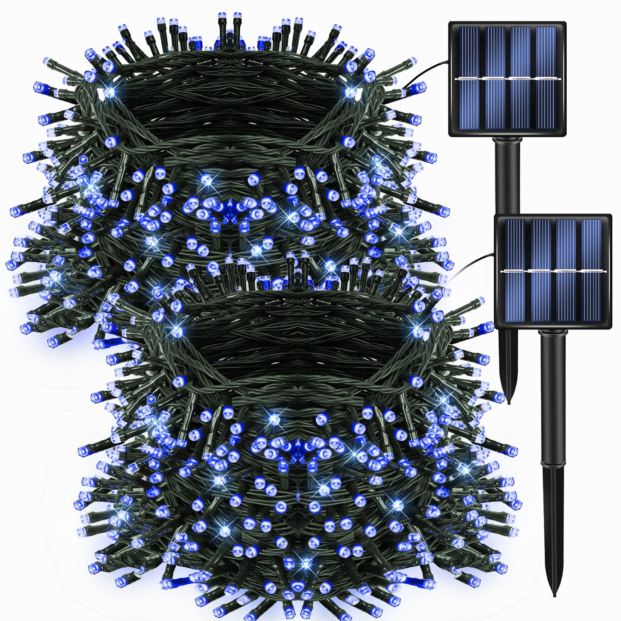 Set 2 x Instalatie solara, 300 LED, 30 metri, Albastru