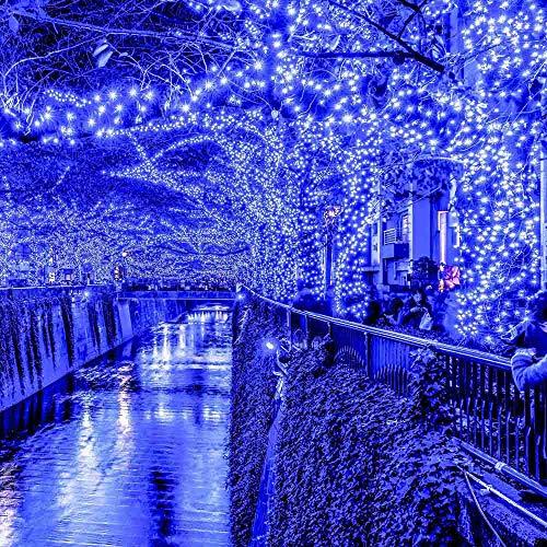 Set 2 x Instalatie solara, 300 LED, 30 metri, Albastru