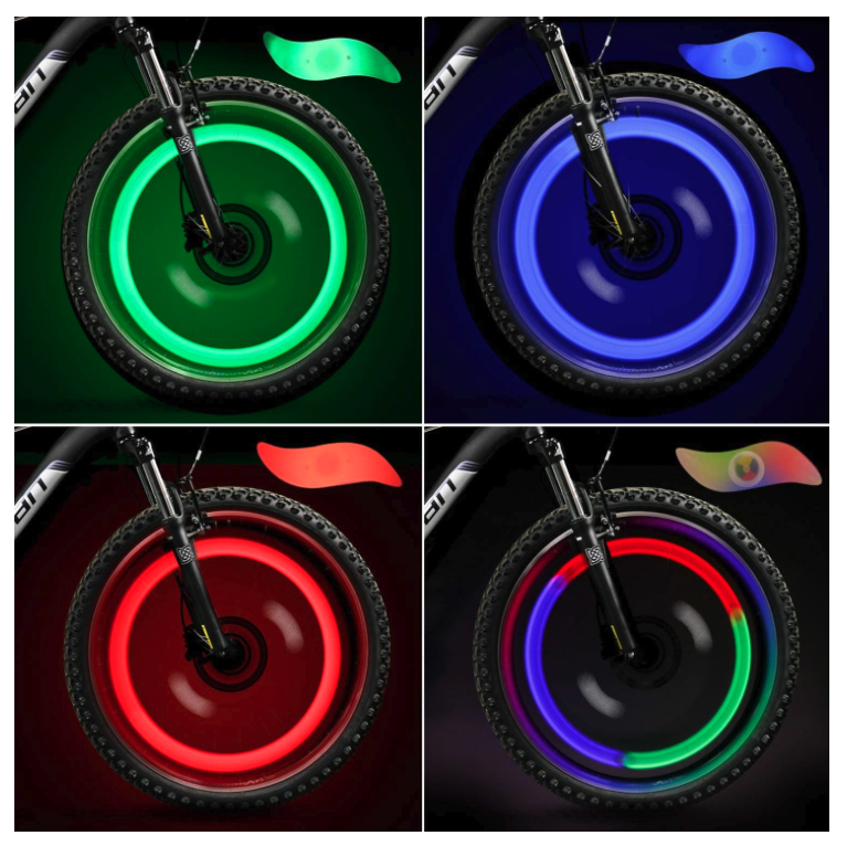 Set 4 LED RGB pentru roata de bicicleta