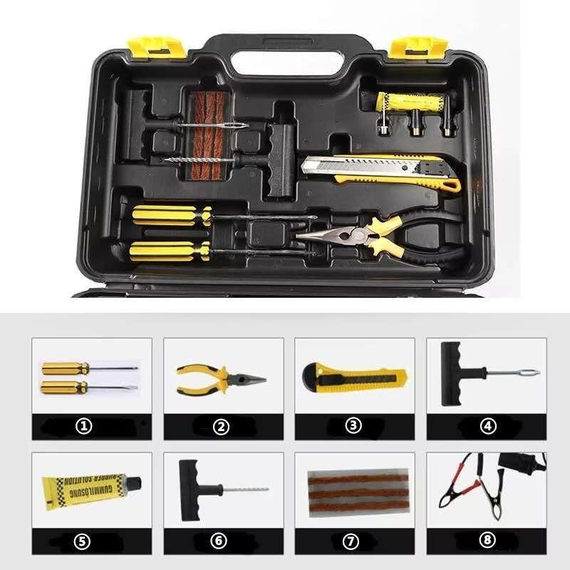 Kit pentru pana, compresor 12V, 2 cilindri si 7 accesorii