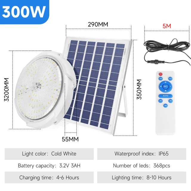 Lampa cu panou solar si telecomanda, 300 W