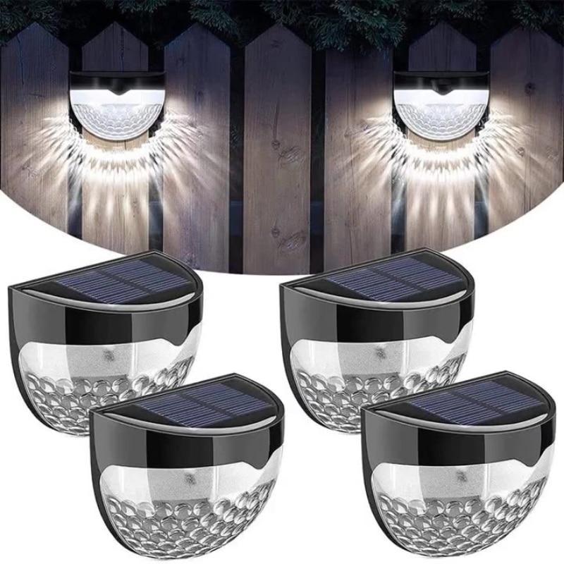 Set 2 x Lampa solara exterior, 6 LED, senzor, lumina rece, Negru