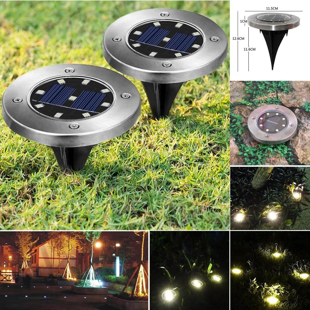 Set 4/8/12 lampi solare pentru pamant, Silver Disk Lights